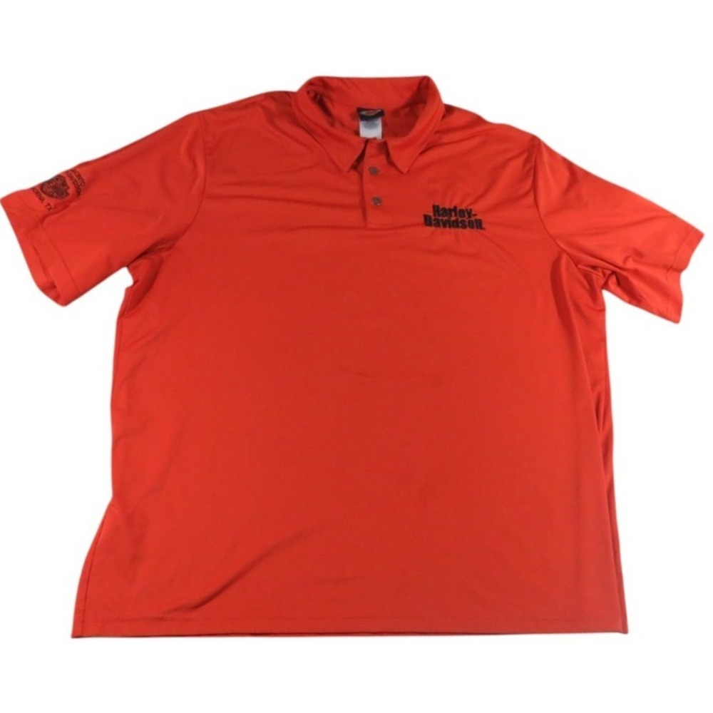 Harley-Davidson‎ Shirt Orange Spell Out Performance Golf Polo Top Men Size 3XL